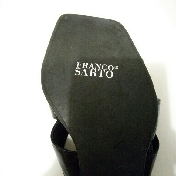 *SOLD* Franco Sarto Womens Sandals Size 8 Black Strappy Heels Open Toe - Picture 4 of 4